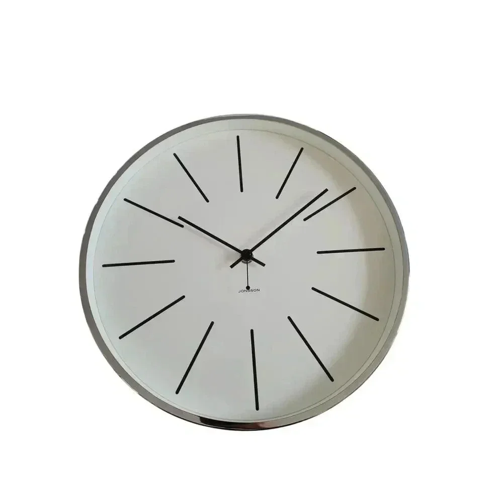 Jonsson Modern Silver Wall Clock‎ Battery Operated New in Box